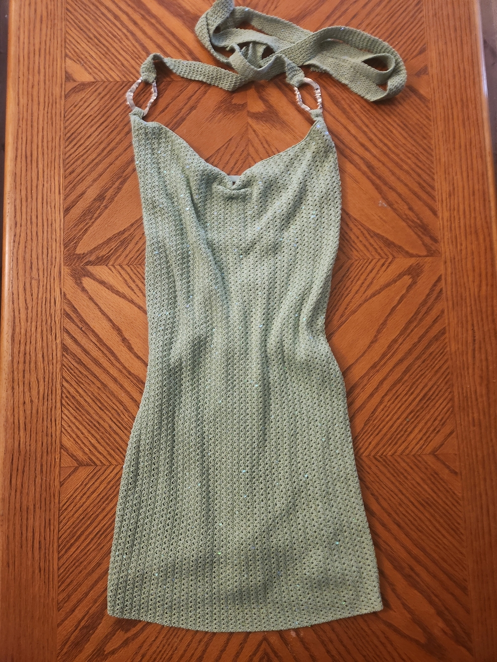 Y2K Green Knit Halter Mini Dress